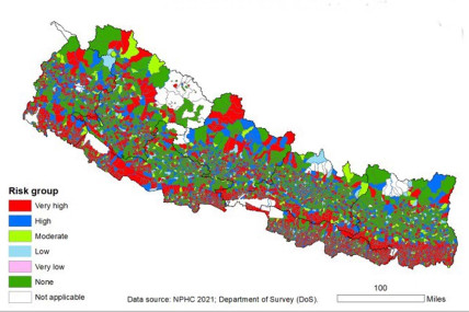 देशका ४१ प्रतिशत वडामा बाढी र ३४ प्रतिशतमा पहिरोको उच्च जोखिम