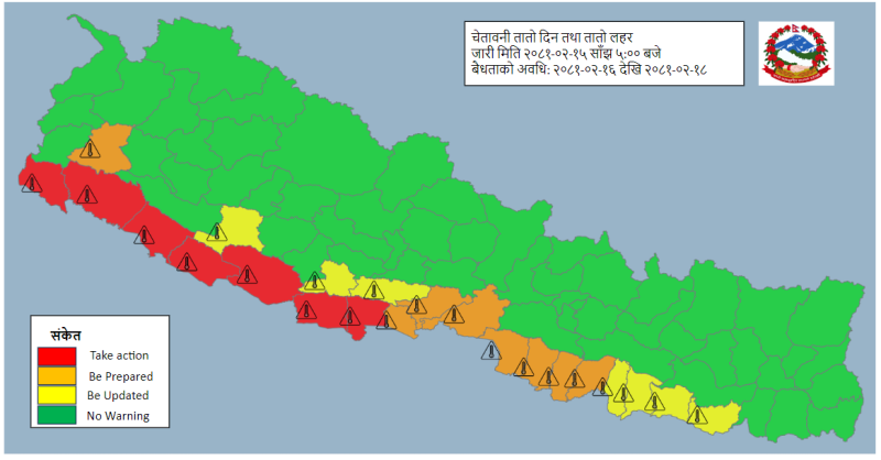 पश्चिम तराईमा तीन दिनसम्म तातो हावा चल्ने