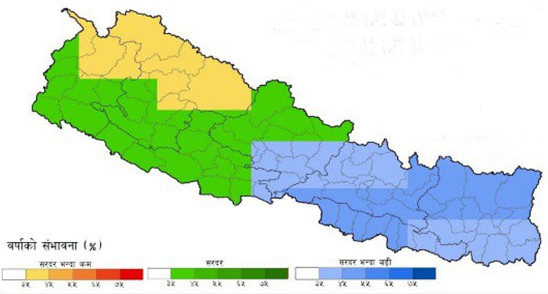 आगामी तीन महीनामा पूर्वी क्षेत्रमा औसतभन्दा बढी पानी पर्ने, तापक्रम पनि बढी हुने